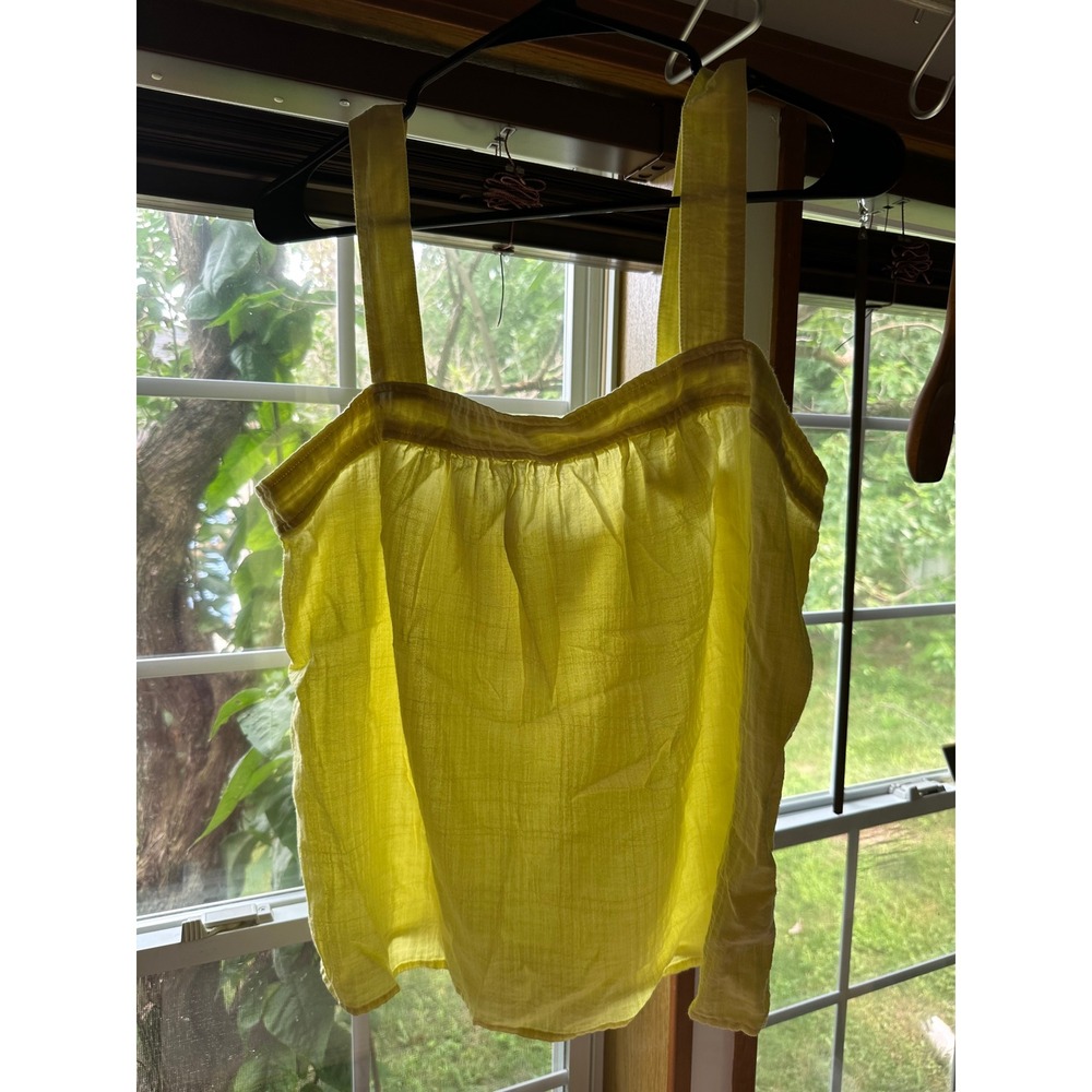 Gap Womens Yellow Textured Gauze Camisole Tank Top Square Neck Medium
